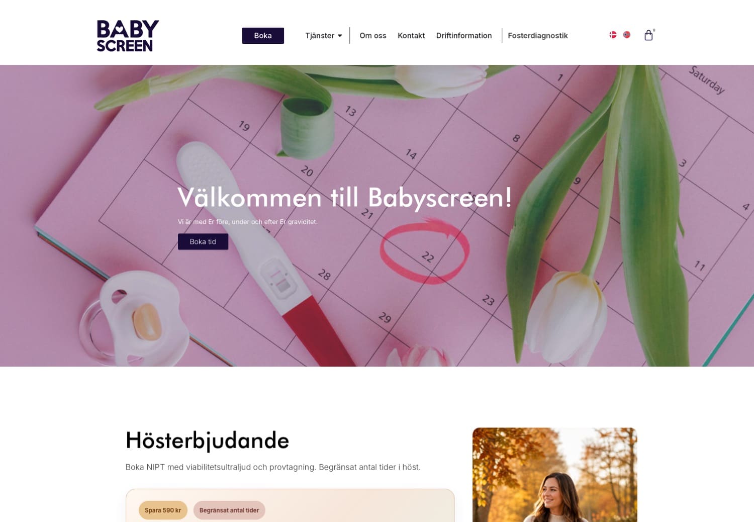 Babyscreens webbsida efter insatser