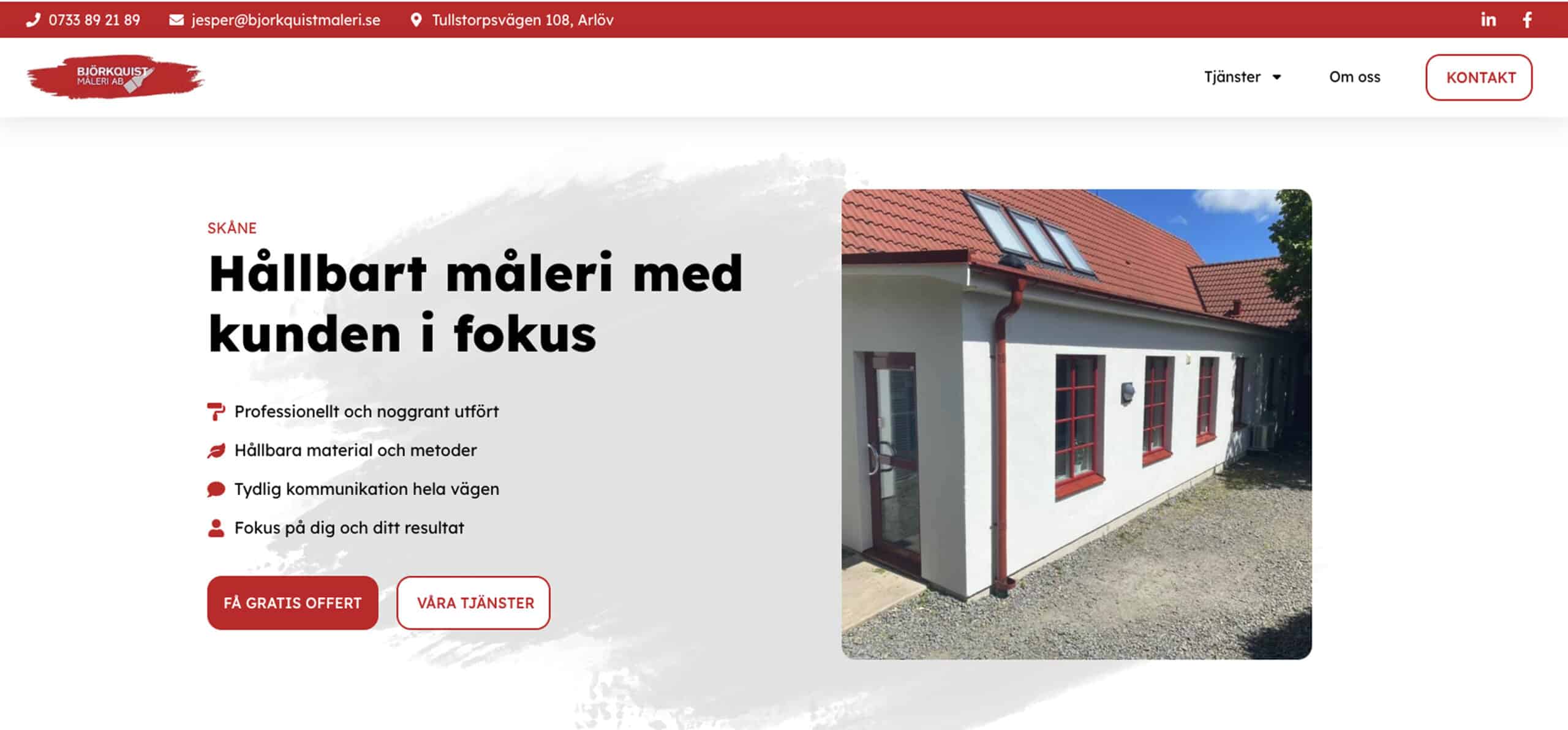 Björkquist Måleri startsida efter Searchflows insatser
