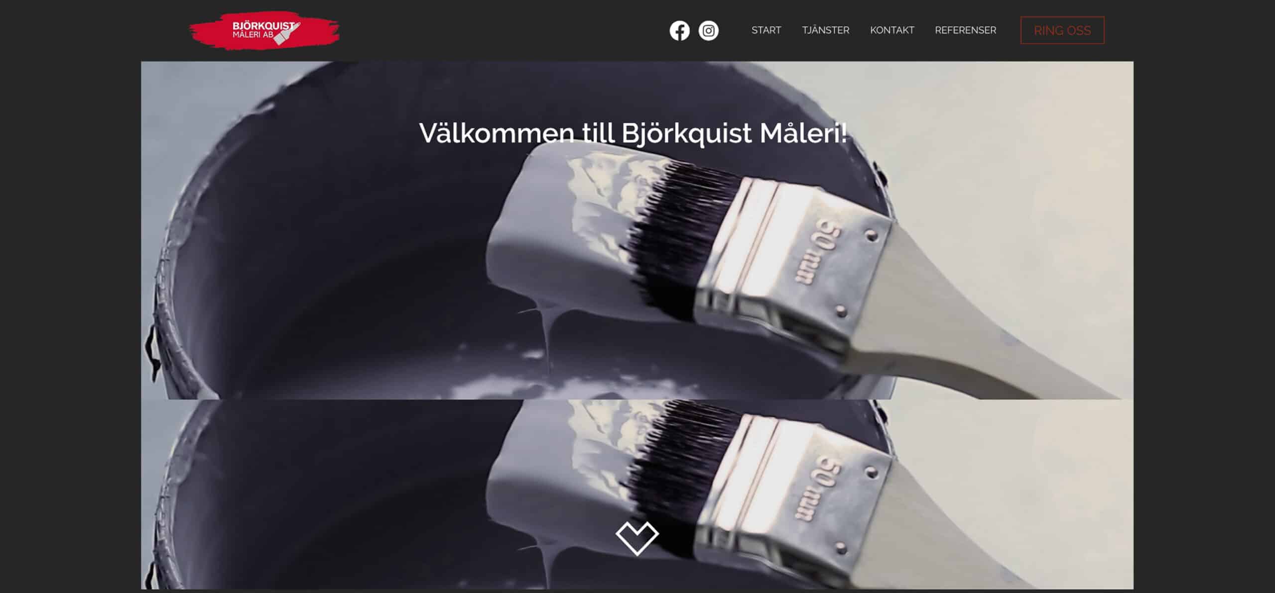 Björkquist Måleri startsida innan Searchflows insatser