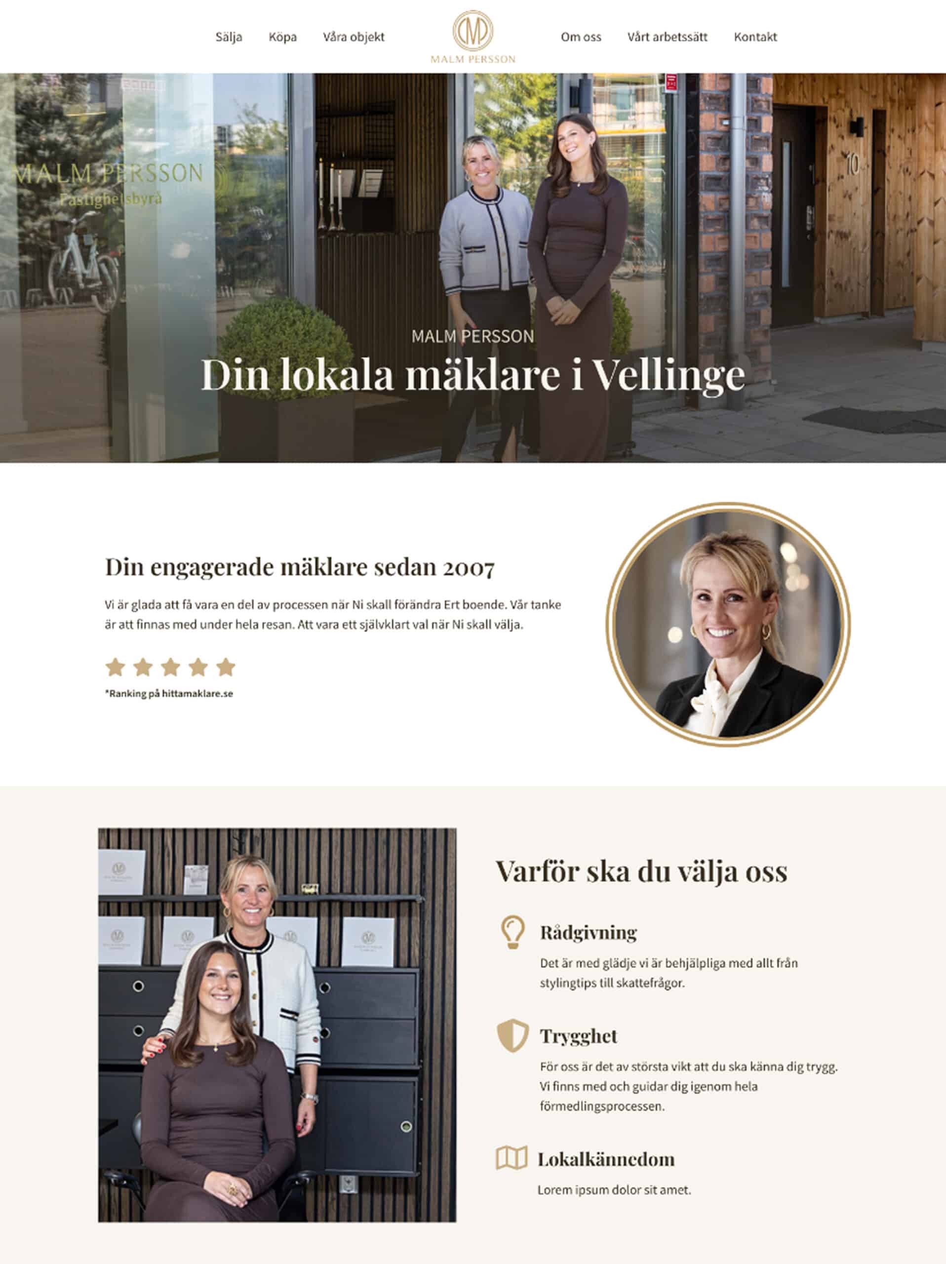 Malm Persson Mäklare startsida (efter)