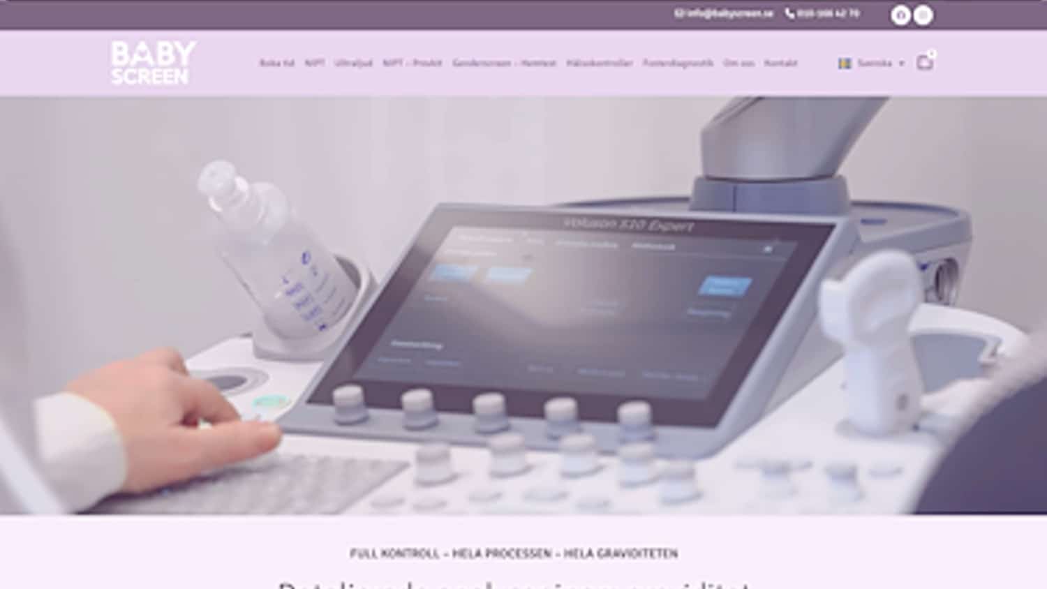 Babyscreens webbsida innan insatser